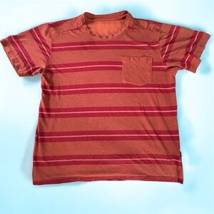The North Face Jacquard Stripe Tee Orange Red Short Sleeve T-Shirt Men's L Top